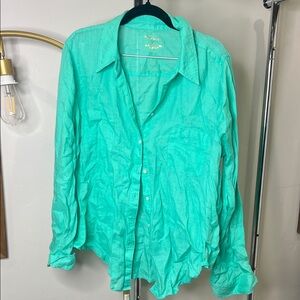 Lilly Pulitzer Botanical Green Button Down Top – Size XL (NWT)